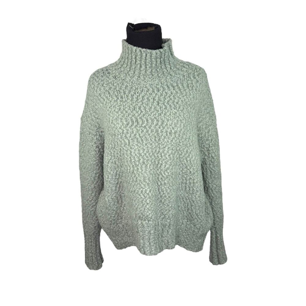 Cynthia Rowley Sage Green Boucle Knit Sweater Sz Med Oversized Crop Cuddly